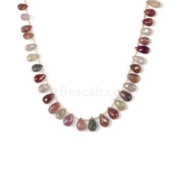 1 Line - Medium Tones Multi Sapphire Faceted Drops - 150.50 cts - 9.1 x 4.4 mm to 13 x 7.8 mm (MSFD1041)