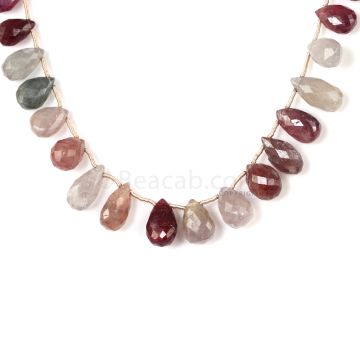 1 Line - Medium Tones Multi Sapphire Faceted Drops - 157.00 cts - 7.1 x 4.5 mm to 14.2 x 7 mm (MSFD1042)