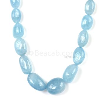 1 Line - Medium Blue Aqua Tumbled Beads - 369.50 cts - 10 x 8 mm to 21 x 18 mm (AQTUB1064)