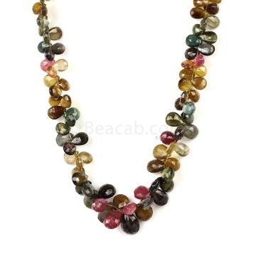 1 Line - Medium Tones Tourmaline Faceted Drops - 268.50 cts - 5 x 4.3 mm to 15.2 x 9.8 mm (TFD1293)