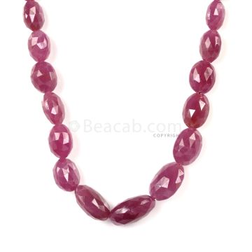 1 Line - Medium Red Ruby Faceted Tumbled Beads - 445.00 cts - 9.9 x 8.2 mm to 20 x 13.3 mm (RFTUB1001)