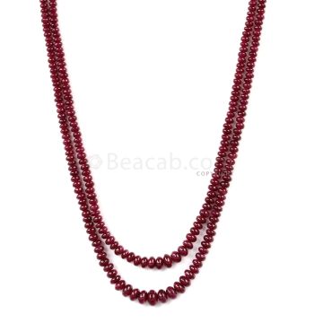 2 Lines - Dark Red Ruby Smooth Beads - 130.01 cts - 2.2 to 5.3 mm (RSB1069)