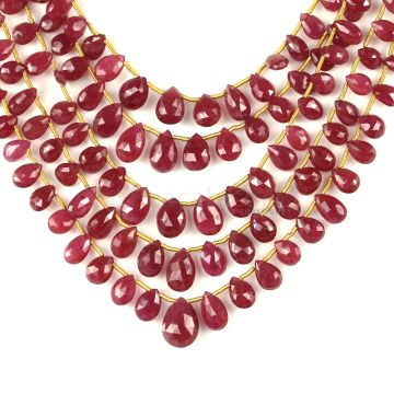 5 Lines - Medium Red Ruby Faceted Drops - 192.50 cts - 5.5 x 3.8 mm to 11.5 x 8.9 mm (RDR1066)