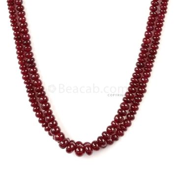 2 Lines - Medium Red Ruby Smooth Beads - 147.50 cts - 3 to 5.6 mm (RSB1067)