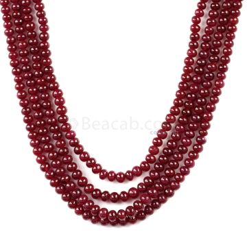 4 Lines - Medium Red Ruby Smooth Beads - 319.00 cts - 3.6 to 4.5 mm (RSB1068)