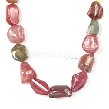 1 Line - Medium Tones Multi Sapphire Tumbled Beads - 974.62 cts - 18 x 15 mm to 24.5 x 15.5 mm (MSTUB1004)
