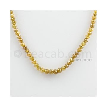 3.00 to 4.00 mm - Yellow Diamond Faceted Beads - 44.47 carats - 14.5 inches (YDia1007)