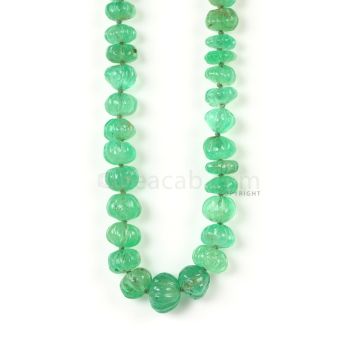 1 Line - Medium Green Emerald Carved Beads - 122.50 cts - 4.5 to 9.2 mm (EMCARB1015)