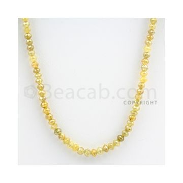 3.50 to 4.00 mm - Yellow Diamond Faceted Beads - 48.90 carats - 16 inches (YDia1008)