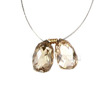 2 Pcs - Champagne (Brown) Diamond Faceted Drops - 2.85 cts - 7.8 x 5 mm & 7.5 x 5 mm (DIADRP1033)