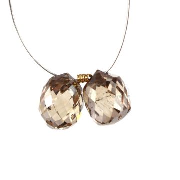 2 Pcs - Champagne (Brown) Diamond Faceted Drops - 5.16 cts - 7.8 x 6.4 mm & 7.5 x 5.7 mm (DIADRP1034)