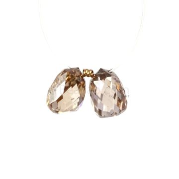 2 Pcs - Champagne (Brown) Diamond Faceted Drops - 3.45 cts - 7.5 x 5.1 mm & 7.5 x 5.1 mm (DIADRP1035)