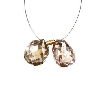 2 Pcs - Champagne (Brown) Diamond Faceted Drops - 3.58 cts - 7.2 x 5.2 mm & 7 x 5.6 mm (DIADRP1037)
