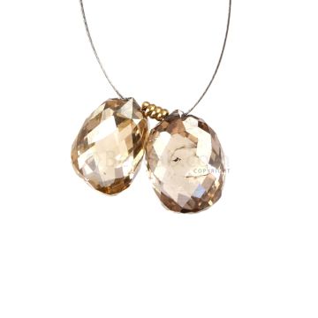 2 Pcs - Champagne (Brown) Diamond Faceted Drops - 3.80 cts - 8.4 x 6.2 mm & 8.3 x 5.7 mm (DIADRP1038)