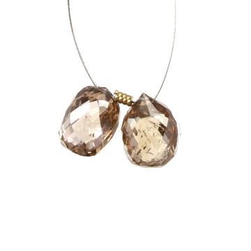 2 Pcs - Champagne (Brown) Diamond Faceted Drops - 4.14 cts - 8.1 x 5.9 mm & 7.7 x 5.7 mm (DIADRP1039)