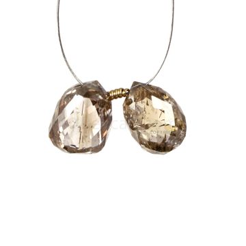 2 Pcs - Champagne (Brown) Diamond Faceted Drops - 3.65 cts - 7.5 x 5.4 mm & 8 x 5.3 mm (DIADRP1040)