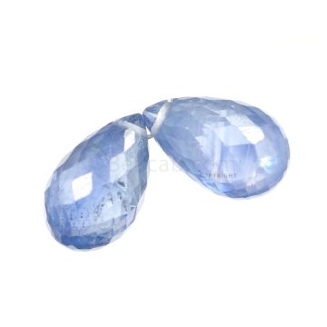 2 Pcs - Medium Blue Sapphire Faceted Drops - 6.48 cts - 10 x 6.2 mm & 10.5 x 6.1 mm (MSFD1129)