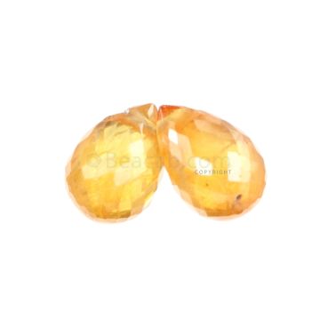 2 Pcs - Yellow Sapphire Faceted Drops - 3.87 cts - 7.5 x 5.2 mm & 7.3 x 5.2 mm (MSFD1074)