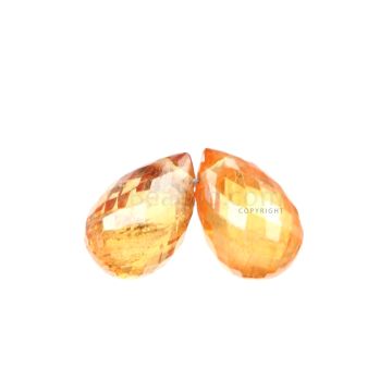 2 Pcs - Dark Orange Sapphire Faceted Drops - 4.43 cts - 8.2 x 5.4 mm & 8.1 x 5.3 mm (MSFD1083)