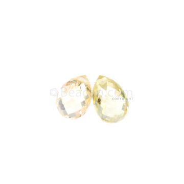 2 Pcs - Light Yellow Sapphire Faceted Drops - 3.61 cts - 7.5 x 5.1 mm & 7 x 5 mm (MSFD1086)