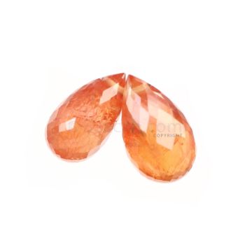 2 Pcs - Dark Orange Sapphire Faceted Drops - 5.74 cts - 10.2 x 6 mm & 9.5 x 5.2 mm (MSFD1082)