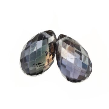 2 Pcs - Dark Purple Sapphire Faceted Drops - 4.46 cts - 8.8 x 5.4 mm & 8.4 x 5.6 mm (MSFD1071)