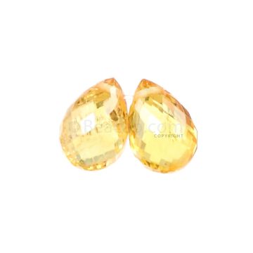 2 Pcs - Yellow Sapphire Faceted Drops - 2.65 cts - 6.9 x 4.8 mm & 7 x 5 mm (MSFD1077)