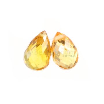 2 Pcs - Yellow Sapphire Faceted Drops - 2.11 cts - 6.7 x 4.3 mm & 6.2 x 4.2 mm (MSFD1078)
