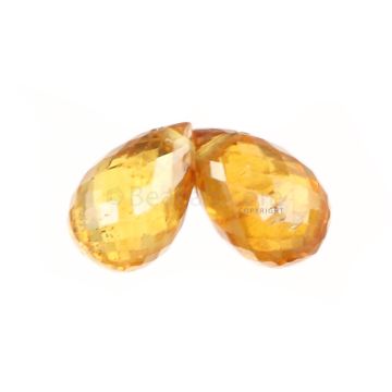 2 Pcs - Yellow Sapphire Faceted Drops - 2.69 cts - 7.1 x 4.5 mm & 6.8 x 4.5 mm (MSFD1079)