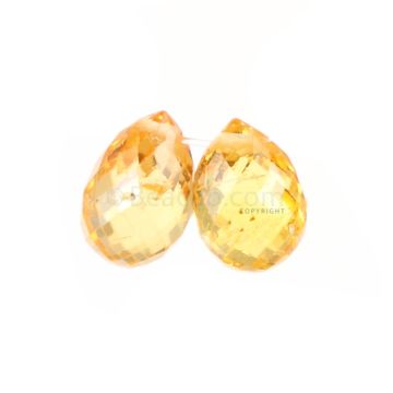 2 Pcs - Yellow Sapphire Faceted Drops - 2.77 cts - 6.6 x 4.5 mm & 6.8 x 4.7 mm (MSFD1080)