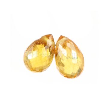 2 Pcs - Yellow Sapphire Faceted Drops - 3.16 cts - 7.5 x 4.8 mm & 7 x 4.7 mm (MSFD1081)