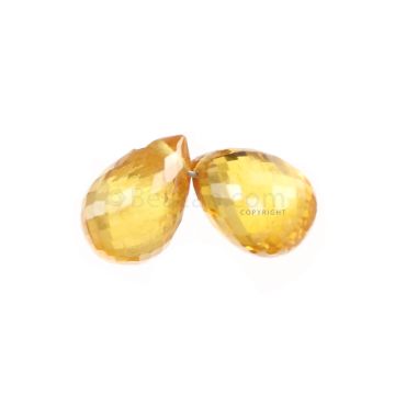2 Pcs - Yellow Sapphire Faceted Drops - 4.21 cts - 7.6 x 5.2 mm & 8 x 5.3 mm (MSFD1076)