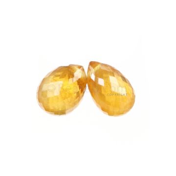 2 Pcs - Yellow Sapphire Faceted Drops - 5.11 cts - 8 x 5.8 mm & 8.3 x 5.2 mm (MSFD1073)