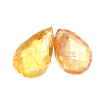 2 Pcs - Yellow Sapphire Faceted Drops - 4.06 cts - 7 x 5.5 mm & 8.4 x 5.5 mm (MSFD1075)