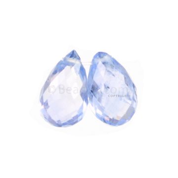 2 Pcs - Light Blue Sapphire Faceted Drops - 2.49 cts - 7.5 x 4.8 mm & 7.4 x 4.6 mm (MSFD1088)
