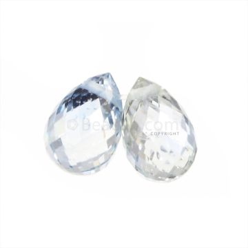 2 Pcs - Light Blue Sapphire Faceted Drops - 2.19 cts - 6.3 x 4.2 mm (MSFD1089)