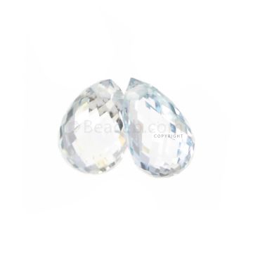 2 Pcs - Light Blue Sapphire Faceted Drops - 2.82 cts - 7 x 4.6 mm (MSFD1090)