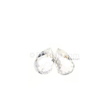 2 Pcs - White Sapphire Faceted Drops - 1.97 cts - 6.2 x 4.2 mm & 6.1 x 4 mm (MSFD1093)