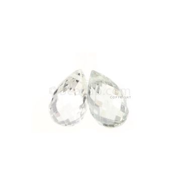 2 Pcs - White Sapphire Faceted Drops - 2.74 cts - 7.3 x 4.6 mm & 7.2 x 4.5 mm (MSFD1094)