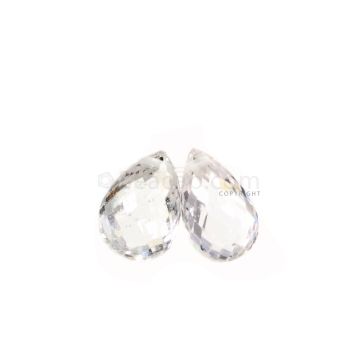 2 Pcs - White Sapphire Faceted Drops - 2.32 cts - 6.7 x 4.7 mm & 6.9 x 4 mm (MSFD1096)