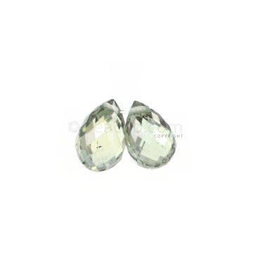 2 Pcs - Medium Green Sapphire Faceted Drops - 2.67 cts - 6.6 x 4.5 mm & 7.7 x 4.6 mm (MSFD1097)