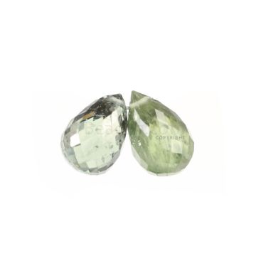 2 Pcs - Medium Green Sapphire Faceted Drops - 4.70 cts - 8.6 x 5.5 mm & 8 x 5.6 mm (MSFD1099)