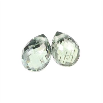 2 Pcs - Medium Green Sapphire Faceted Drops - 2.23 cts - 6 x 4.4 mm & 8 x 4.4 mm (MSFD1100)