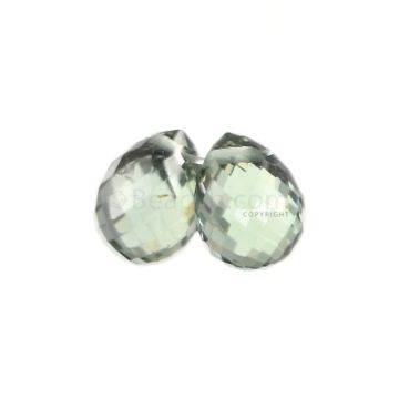 2 Pcs - Medium Green Sapphire Faceted Drops - 2.58 cts - 6 x 4.8 mm & 6.4 x 4.7 mm (MSFD1101)