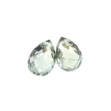 2 Pcs - Medium Green Sapphire Faceted Drops - 2.18 cts - 6.1 x 4.4 mm & 6.5 x 4.6 mm (MSFD1103)
