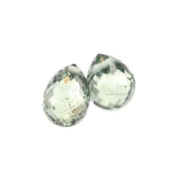 2 Pcs - Medium Green Sapphire Faceted Drops - 3.41 cts - 6.8 x 4.7 mm & 6.6 x 5.3 mm (MSFD1105)