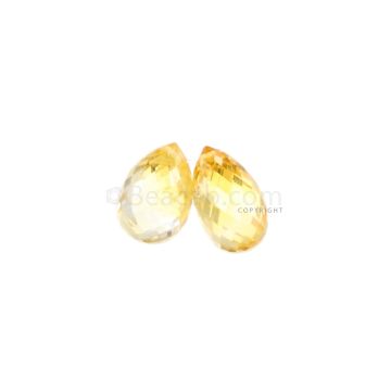 2 Pcs - Medium Yellow Sapphire Faceted Drops - 6.83 cts - 9.2 x 6.2 mm & 9.7 x 6 mm (MSFD1068)
