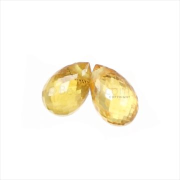 2 Pcs - Medium Yellow Sapphire Faceted Drops - 4.08 cts - 8 x 5.3 mm & 8 x 5 mm (MSFD1067)