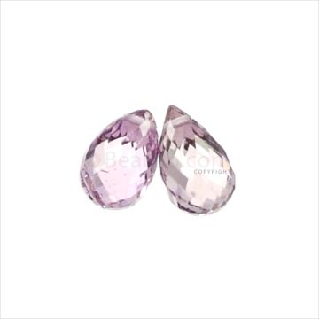 2 Pcs - Light Purple Sapphire Faceted Drops - 2.47 cts - 6.9 x 4.3 mm & 7 x 4.3 mm (MSFD1064)
