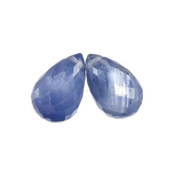 2 Pcs - Medium Blue Sapphire Faceted Drops - 2.21 cts - 6.7 x 4 mm & 6.4 x 3.7 mm (MSFD1116)